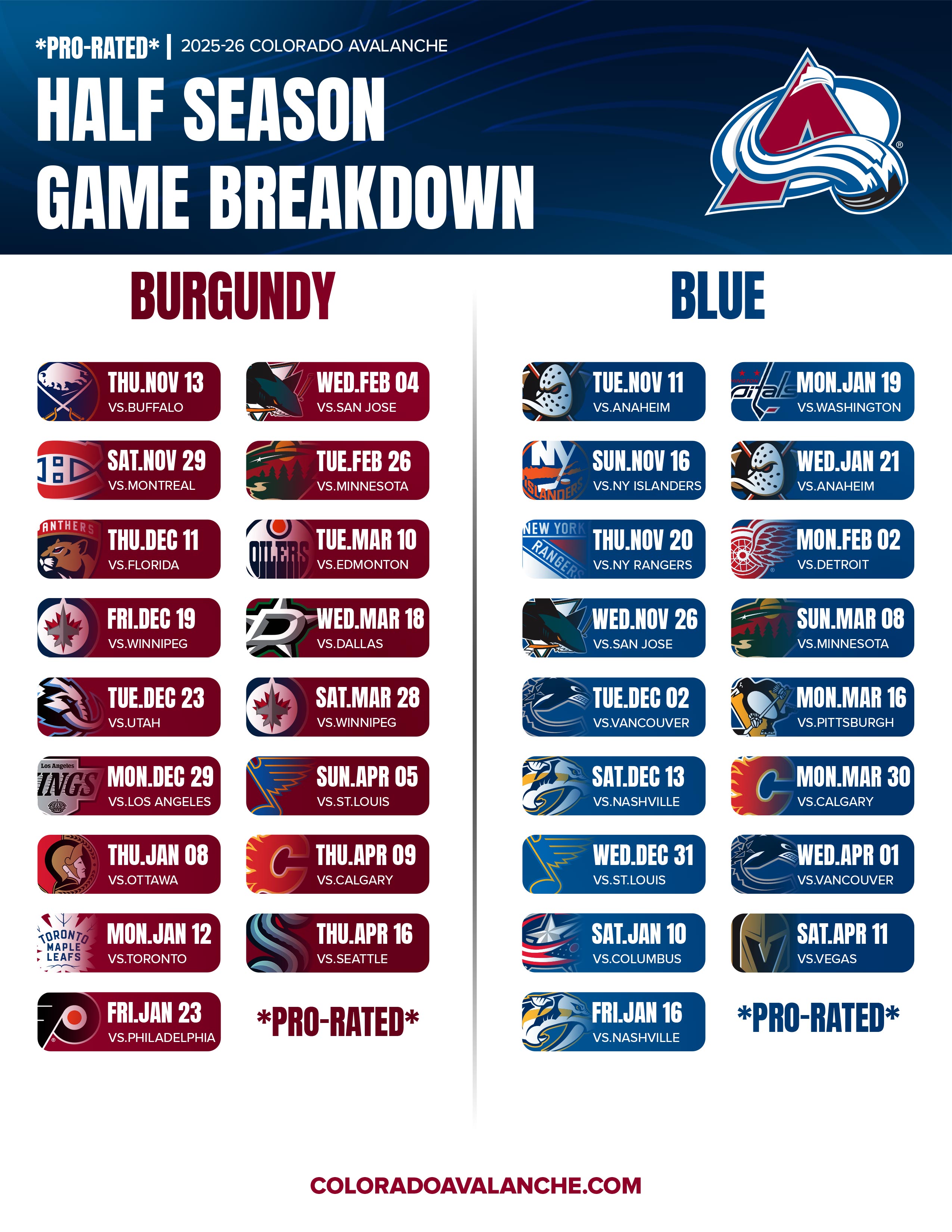 Half Season Schedule